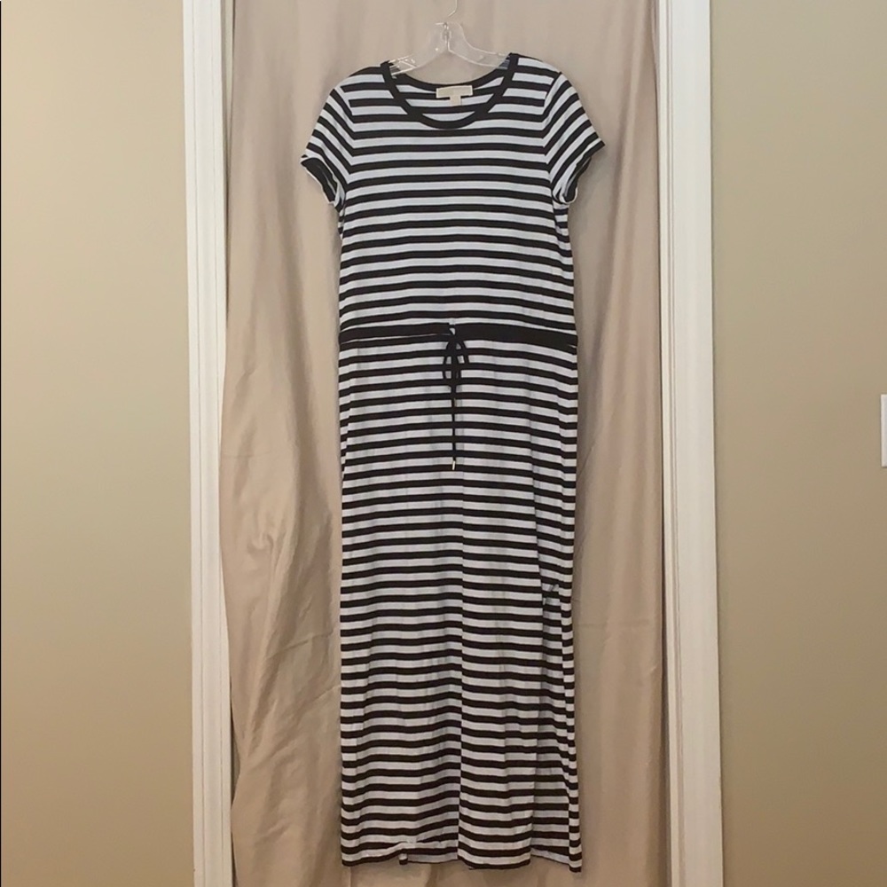 michael kors black and white maxi striped dress